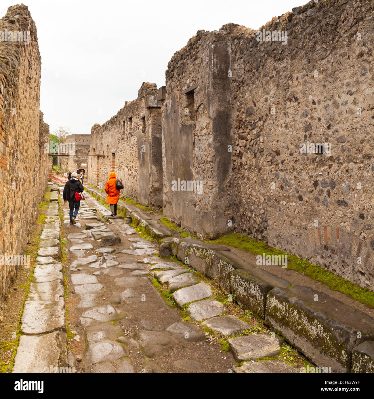 Street in Pompeii, ancient Roman excavation and UNESCO World Heritage Site, Pompei, Italy Stock Photo
