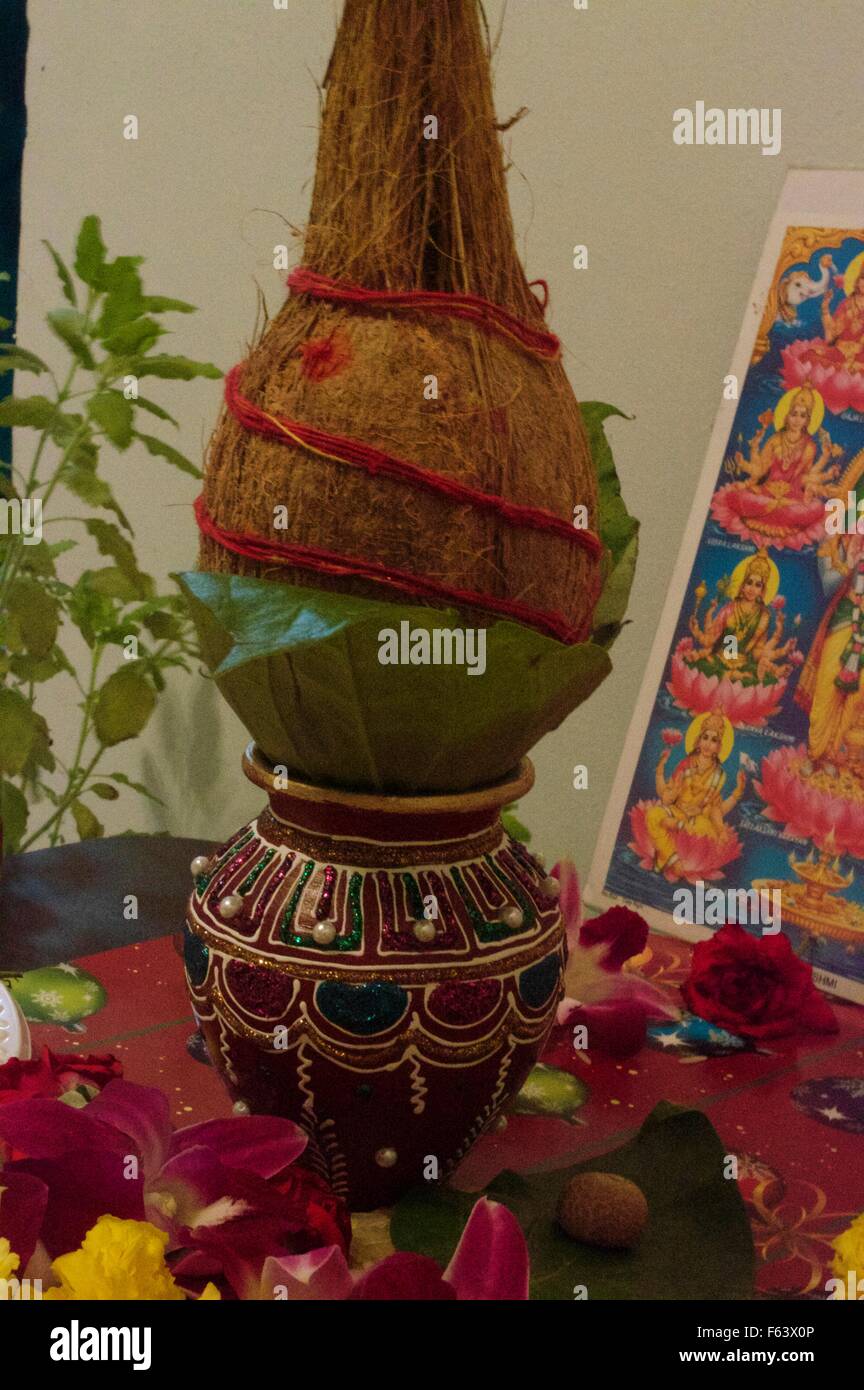 Diwali pooja with hindu ritual Stock Photo
