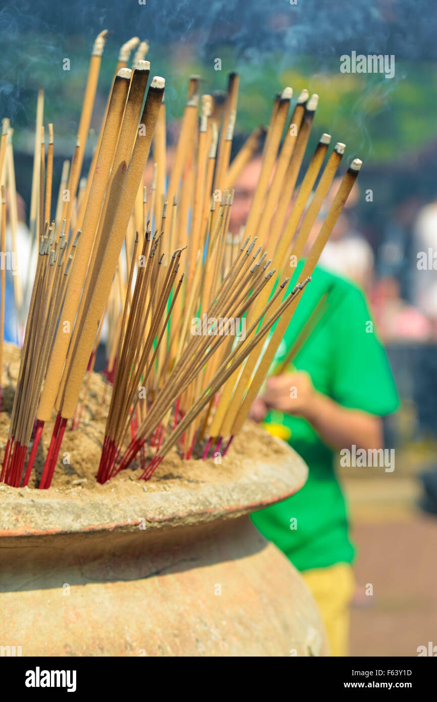 Furnace full of joss sticks offering at Kwong tong cemetary at Kuala