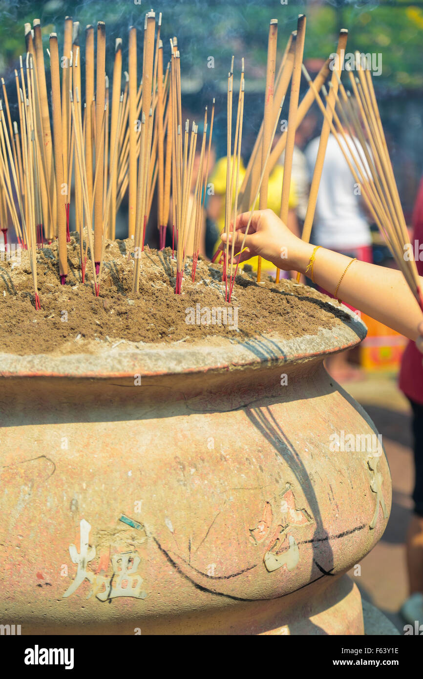 Chinese joss stick offering at Kwong Tong cemetary at Kuala Lumpur