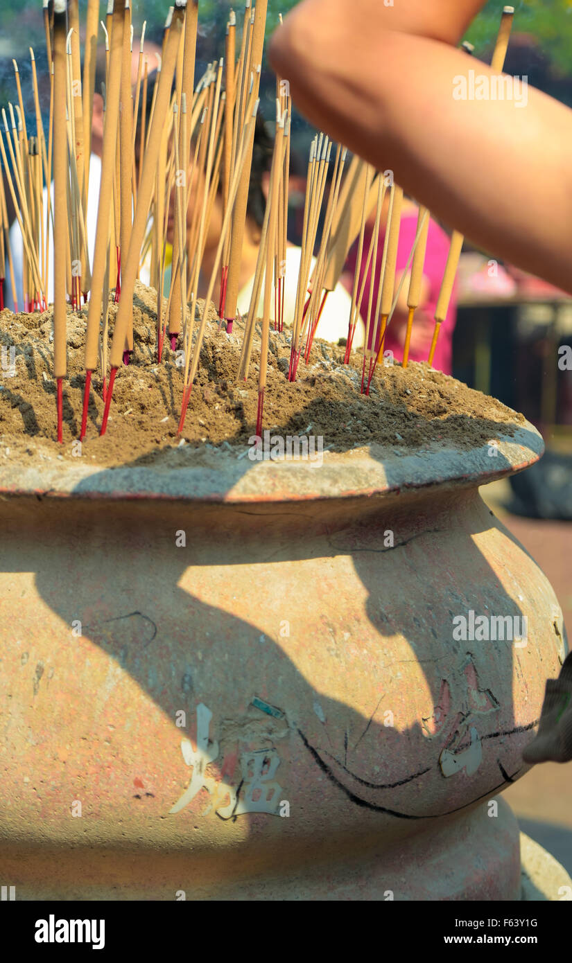 Chinese joss stick offering at Kwong Tong cemetary at Kuala Lumpur
