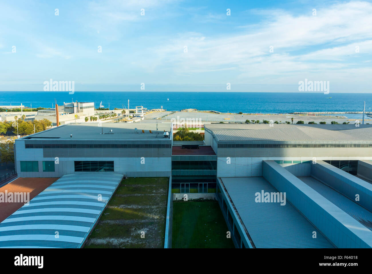 Barcelona, Spain, mediterranean Sea Scene, Port Forum Neighborhood, CCIB, Building 'Barcelona International Convention Centre' Stock Photo