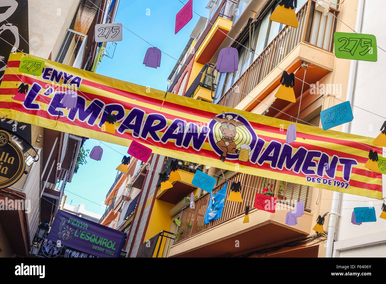 Benidorm, Spain. 11th November, 2015. Banners and decorations festoon