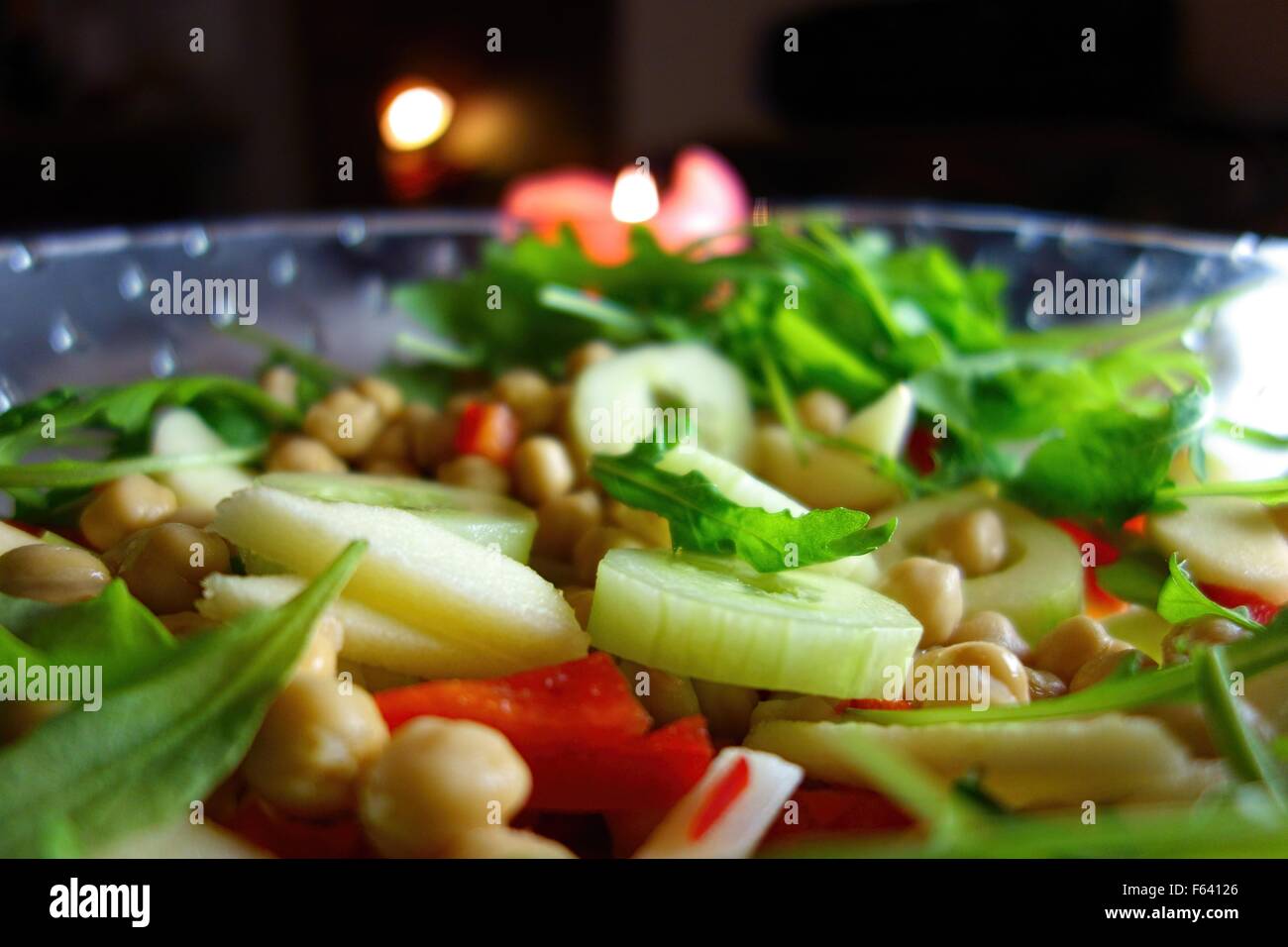 Fresh green salad on a glass bowl Stock Photo Alamy