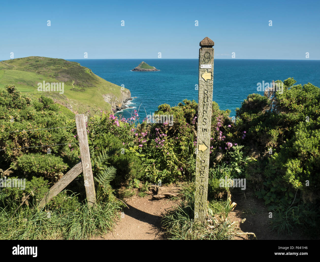 The South West Coast Path near the Rumps and Pentire Point, North Cornwall Stock Photo