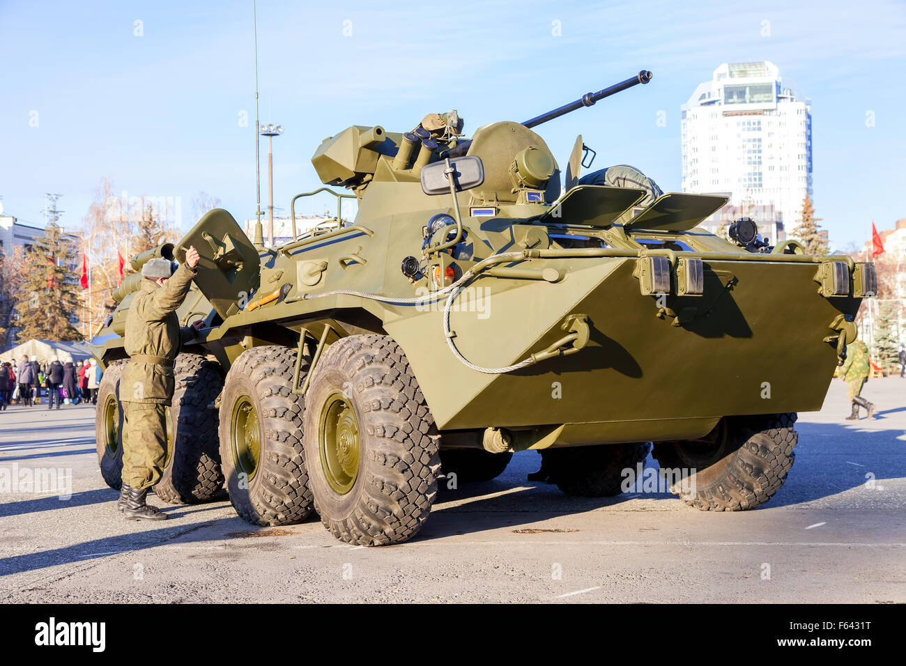 Russian Army BTR82 wheeled armoured vehicle personnel carrier Stock