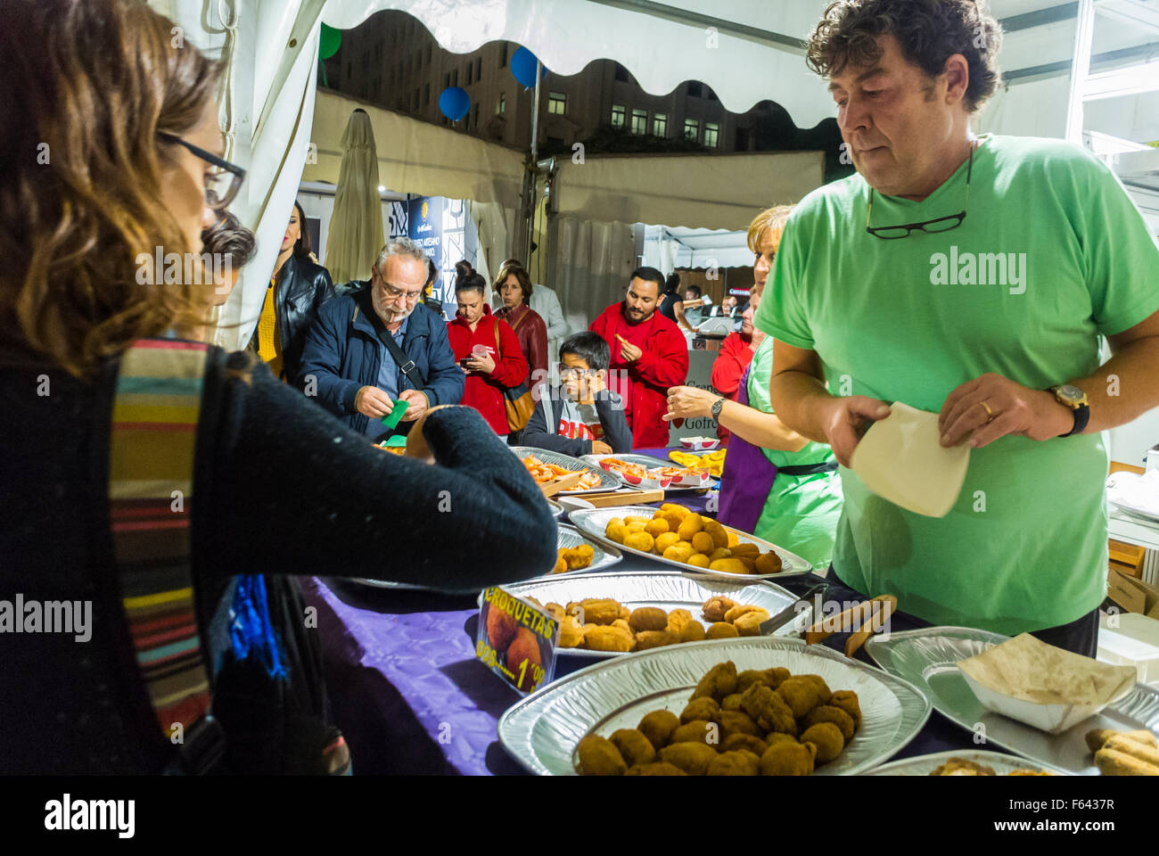 Barcelona, Spain, Traditional Spanish Street Food Vendor at Festival