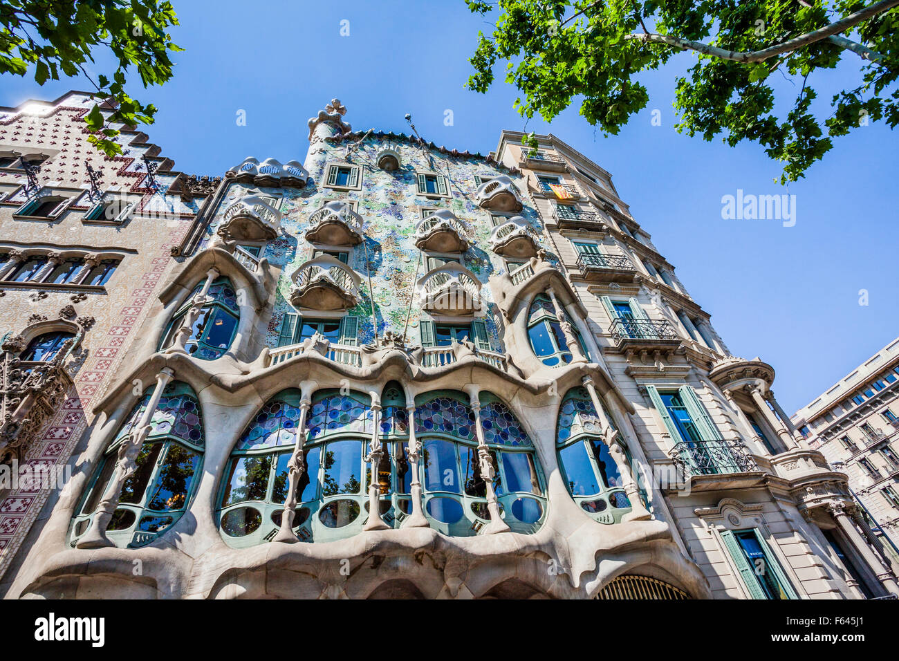 Spain, Catatonia, Barcelona, Casa Batlló at Passeig de Gràcia, redesigned in 1904 by Antoni Gaudi Stock Photo