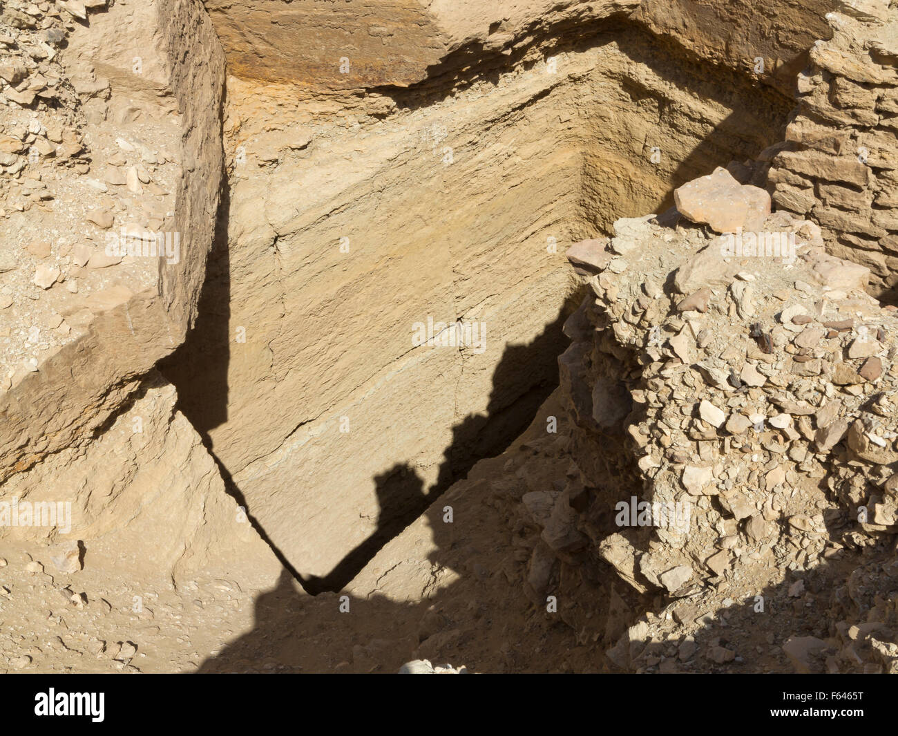 Western extension of the sanded up early dynastic trench at the necropolis of Sakkara also known as Saqqara Egypt Stock Photo