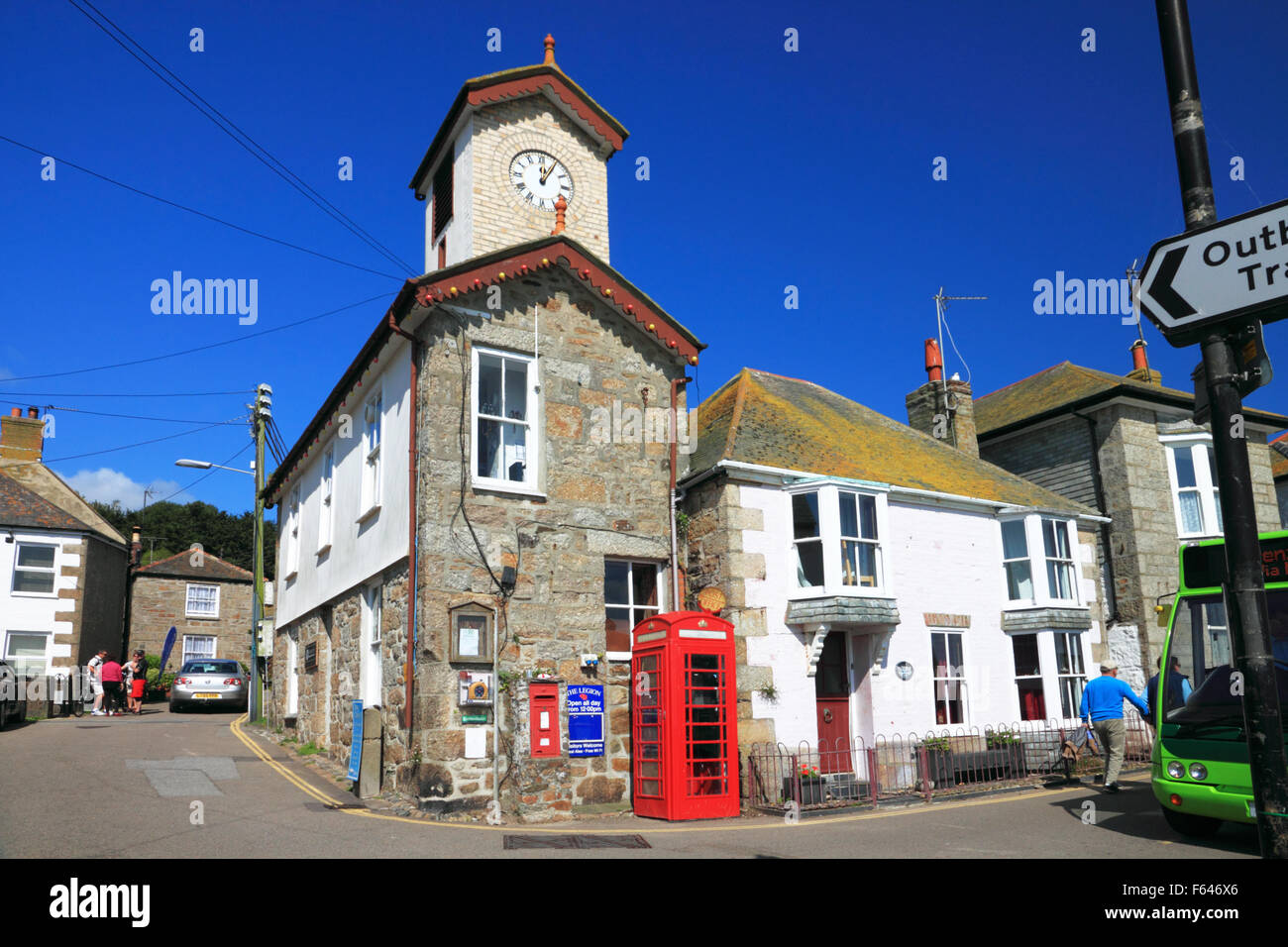 Old Post Office and Clock Tower, Mousehole, Cornwall Stock Photo Alamy