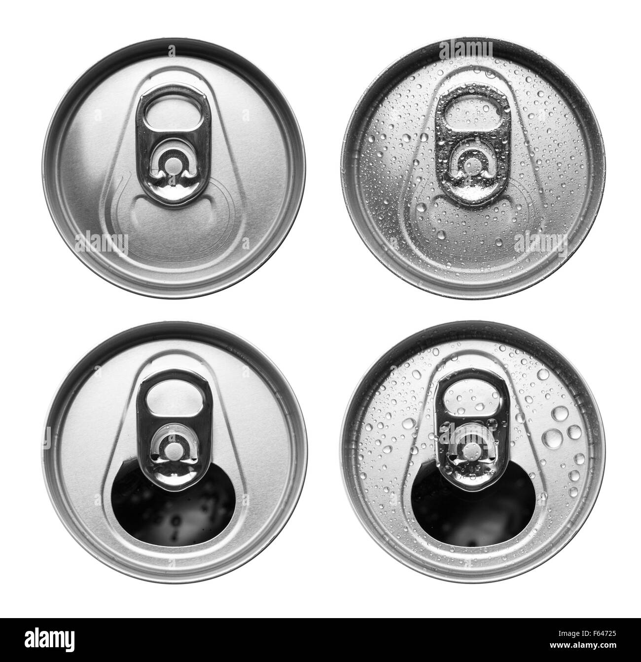Four aluminum cans  isolated on white Stock Photo