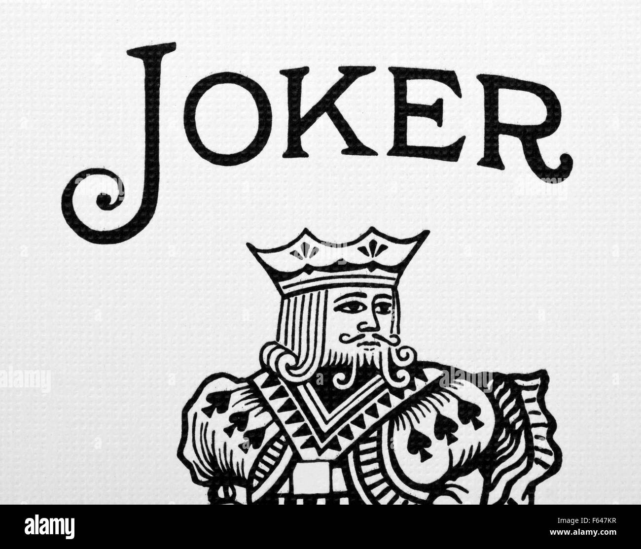 Close-up view of Joker card. Enigmatic card Stock Photo
