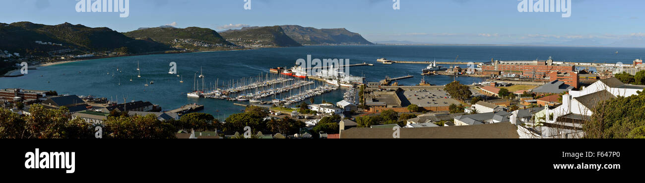 Panoramic view of Simon's Town docks, yacht basin and the bay Stock Photo