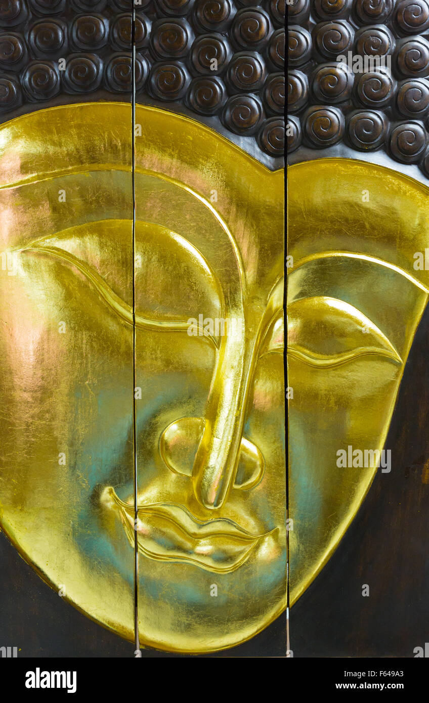 Golden buddha mask closeup image Stock Photo Alamy