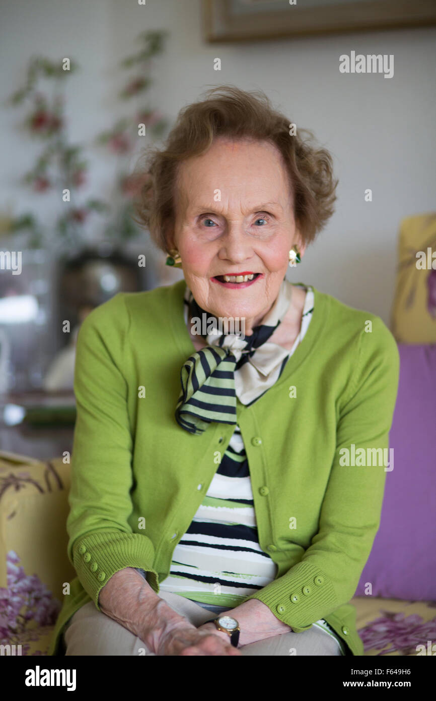 Actress Ysanne Churchman, who played Grace Archer in the BBC Radio serial The Archers'. She is at home in Birmingham, UK. Stock Photo