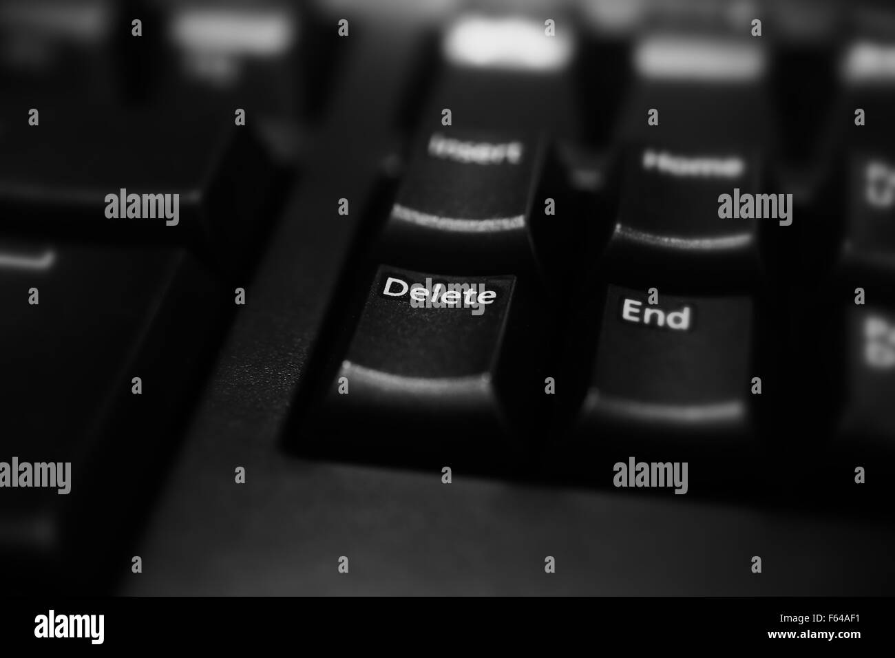 Sharp focus on delete key of keyboard Stock Photo