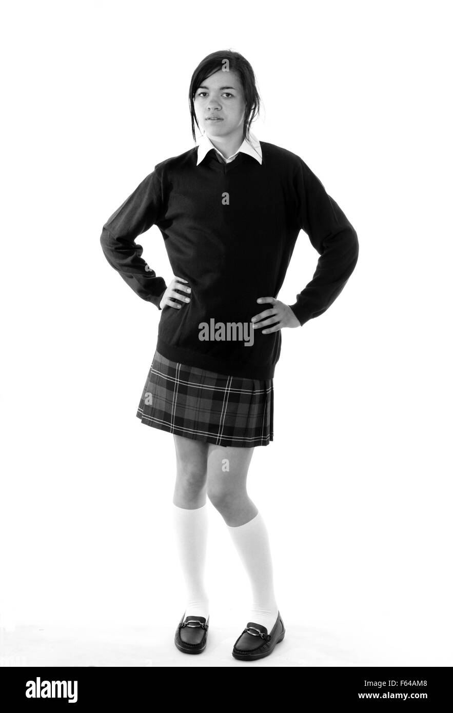 Pretty teen girl in plaid Cut Out Stock Images & Pictures Alamy