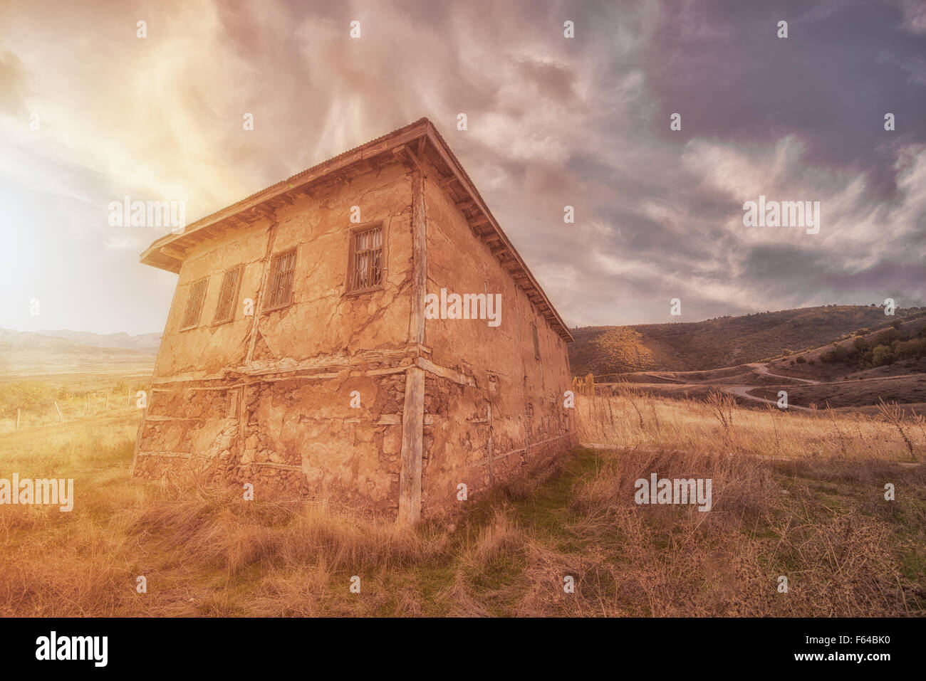Rural landscape with old house in sunshine Stock Photo - Alamy