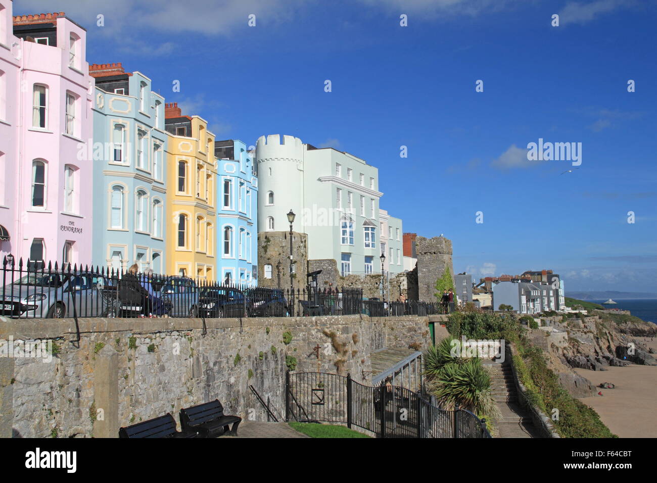 Esplanade and Imperial Hotel, Tenby, Pembrokeshire, Dyfed, Wales, Great Britain, United Kingdom UK, Europe Stock Photo