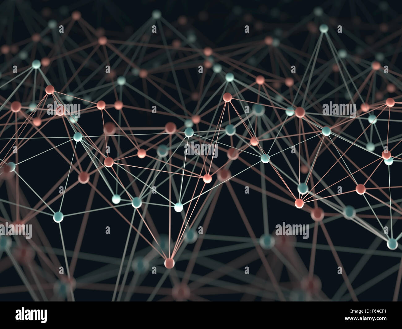 Abstract background with points and interlinked connections in a network concept. Stock Photo