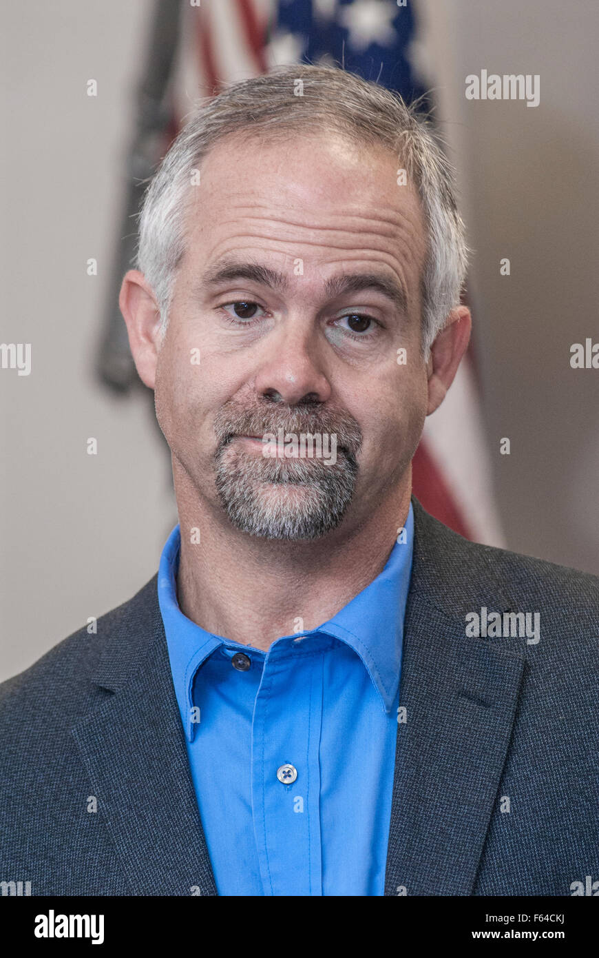 Emporia, Kansas, USA,11th November 2015 Congressman Tim Huelskamp (R-KS)  conducts a town hall meeting  Credit: Mark Reinstein Stock Photo