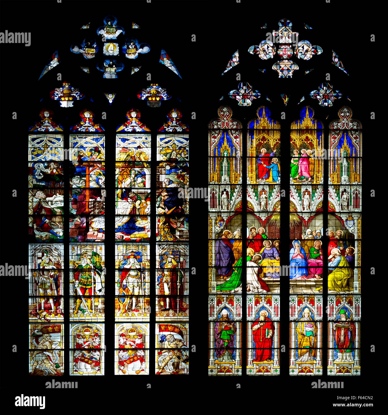 Stained Glass Windows In The Cologne Cathedral Stock Photo