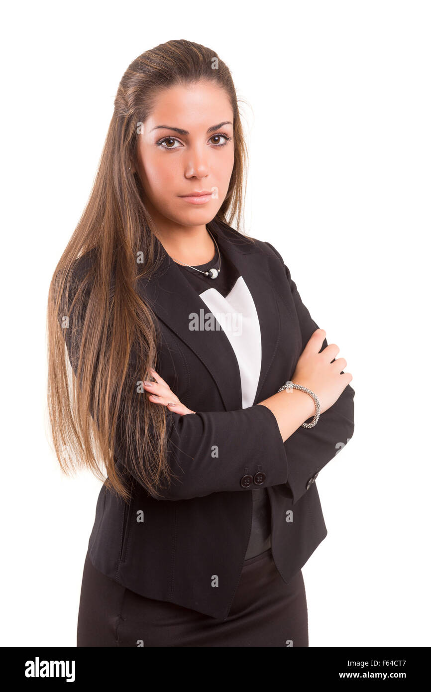 Young beautiful business woman posing isolated Stock Photo - Alamy