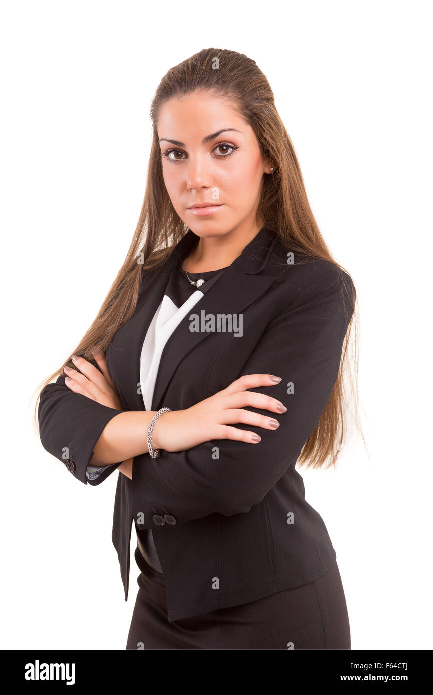 Young beautiful business woman posing isolated Stock Photo - Alamy