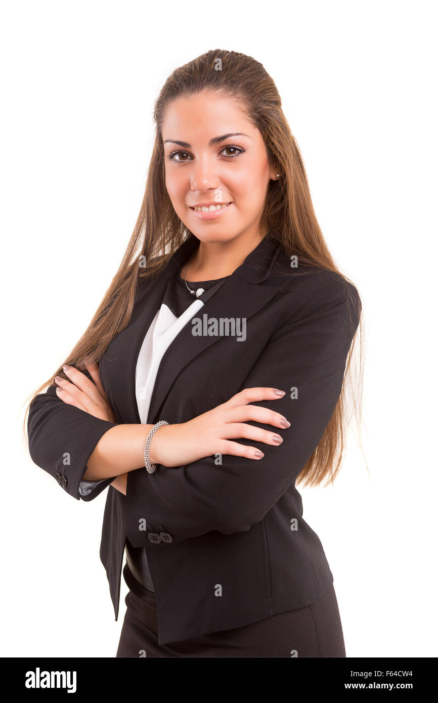 Young beautiful business woman posing isolated Stock Photo - Alamy