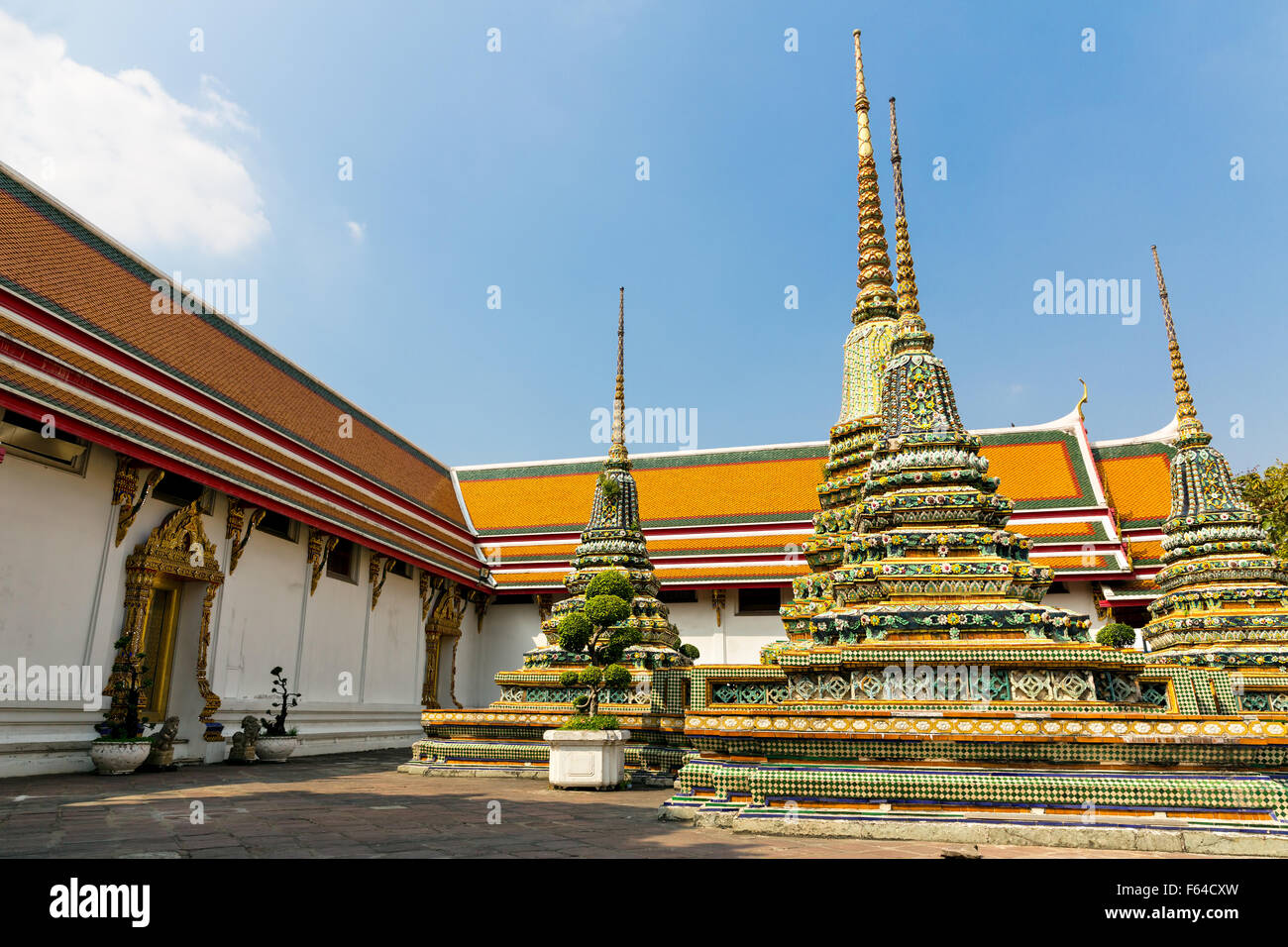 Temple of reclining buddha (Wat Po, Thailand) Stock Photo