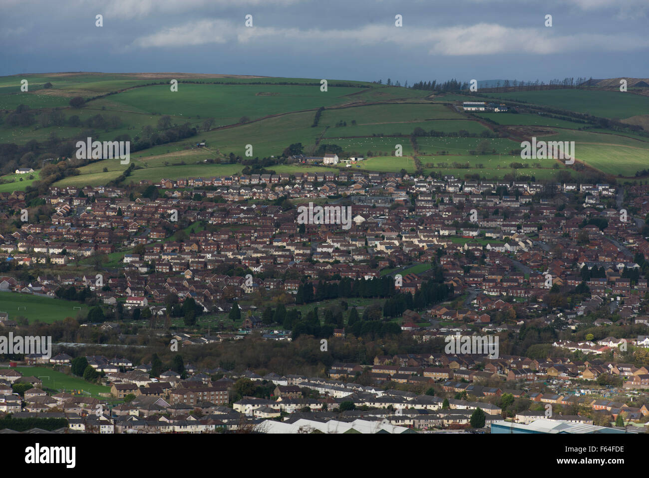 Houses in Caerphilly, South Wales. Stock Photo