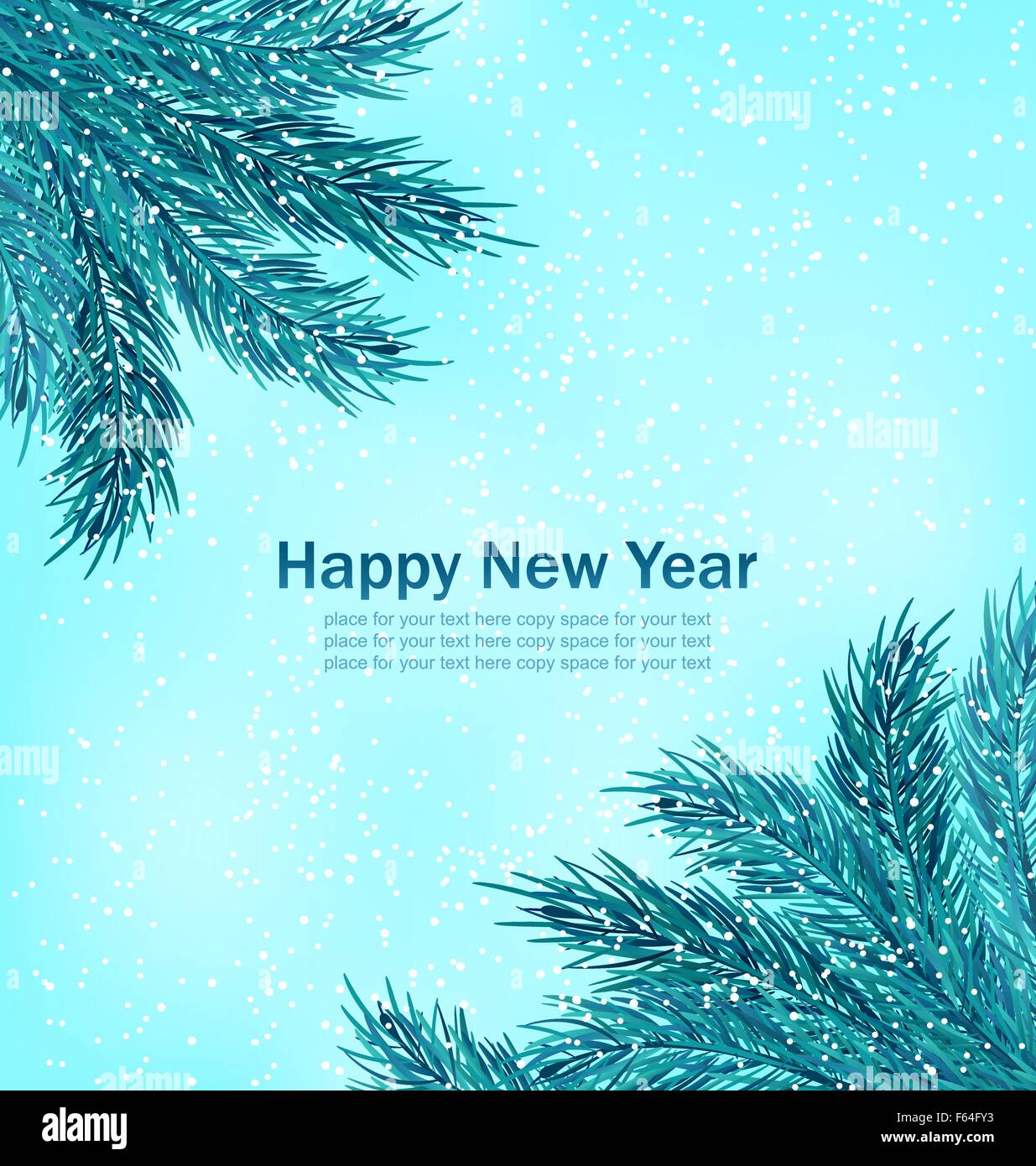 Happy New Year Background with Fir Branches Stock Vector Image & Art ...