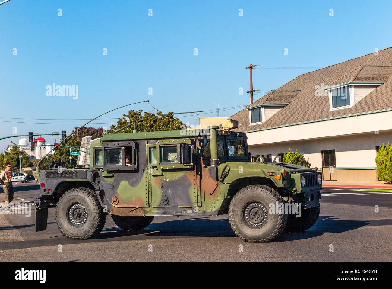 A Humvee in the 2015 Modesto California Veterans Day Parade Stock Photo