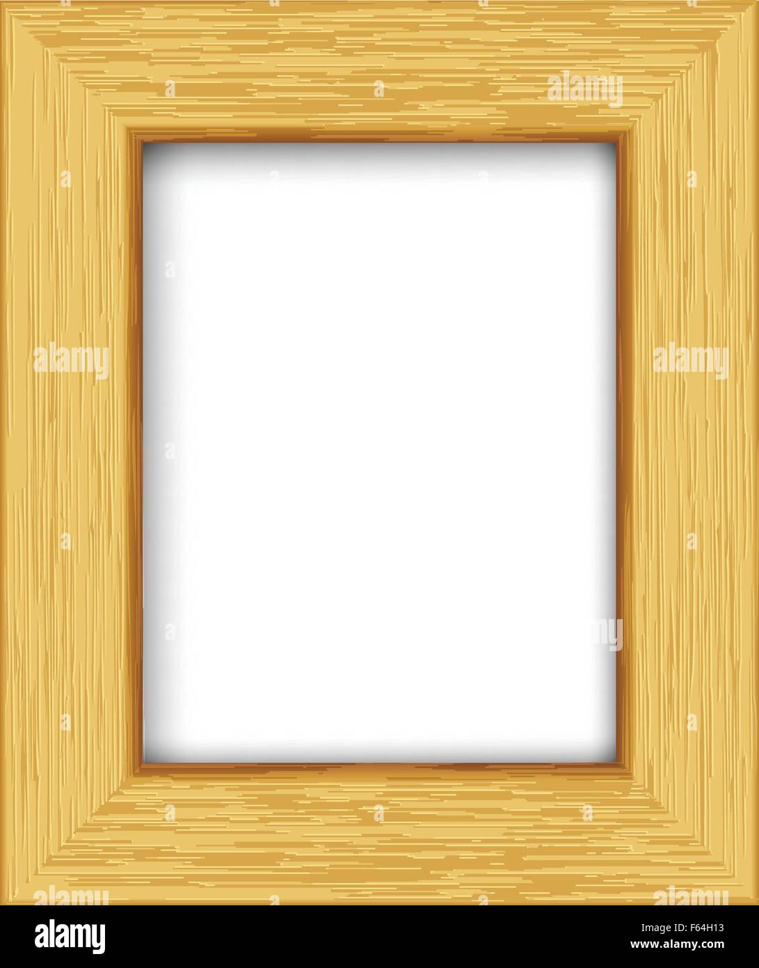 Wooden rectangular photo frame. Vector illustration Stock Vector Image