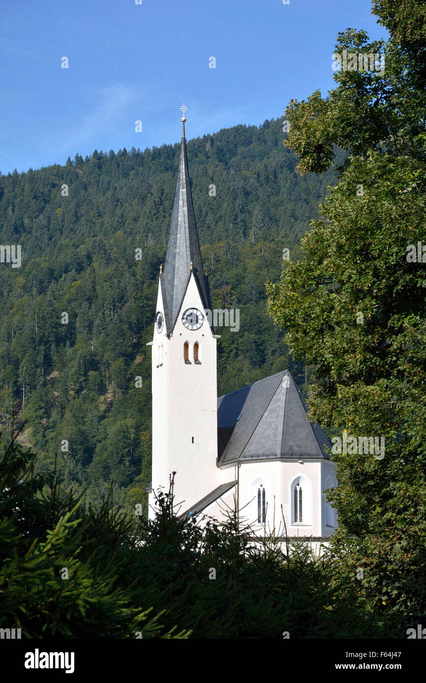 Catholic parish church Saint Leonhard of Kreuth at Tegernse in Upper Bavaria - Germany. Stock Photo