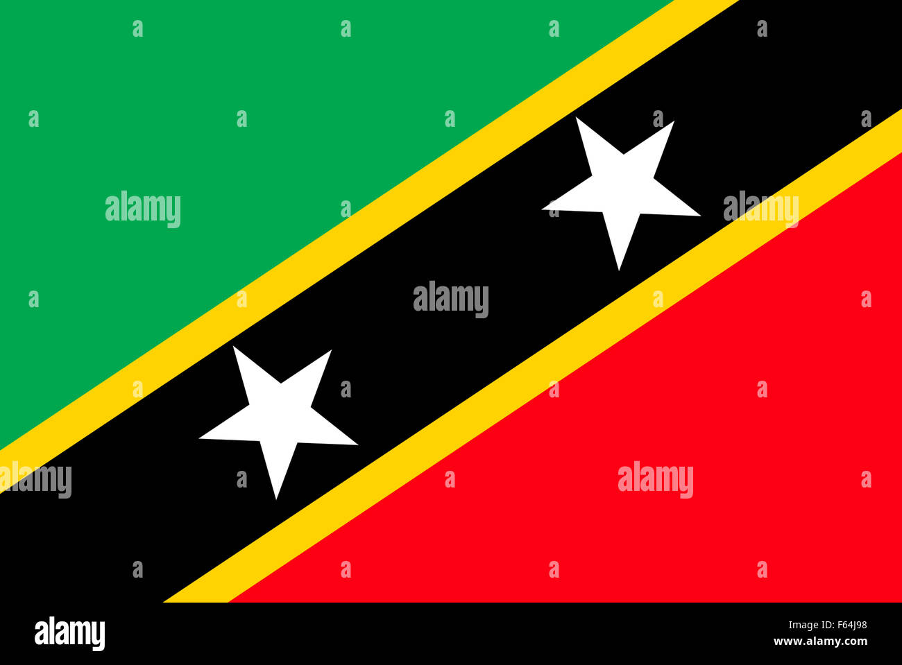 Flag of the Federation of Saint Kitts and Nevis in the Caribbean. Stock Photo