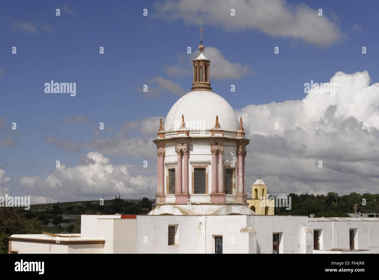 Neoclassical style dome of the Parroquia San Pedro church in Mineral de Pozos, Guanajuato state, Mexico Stock Photo