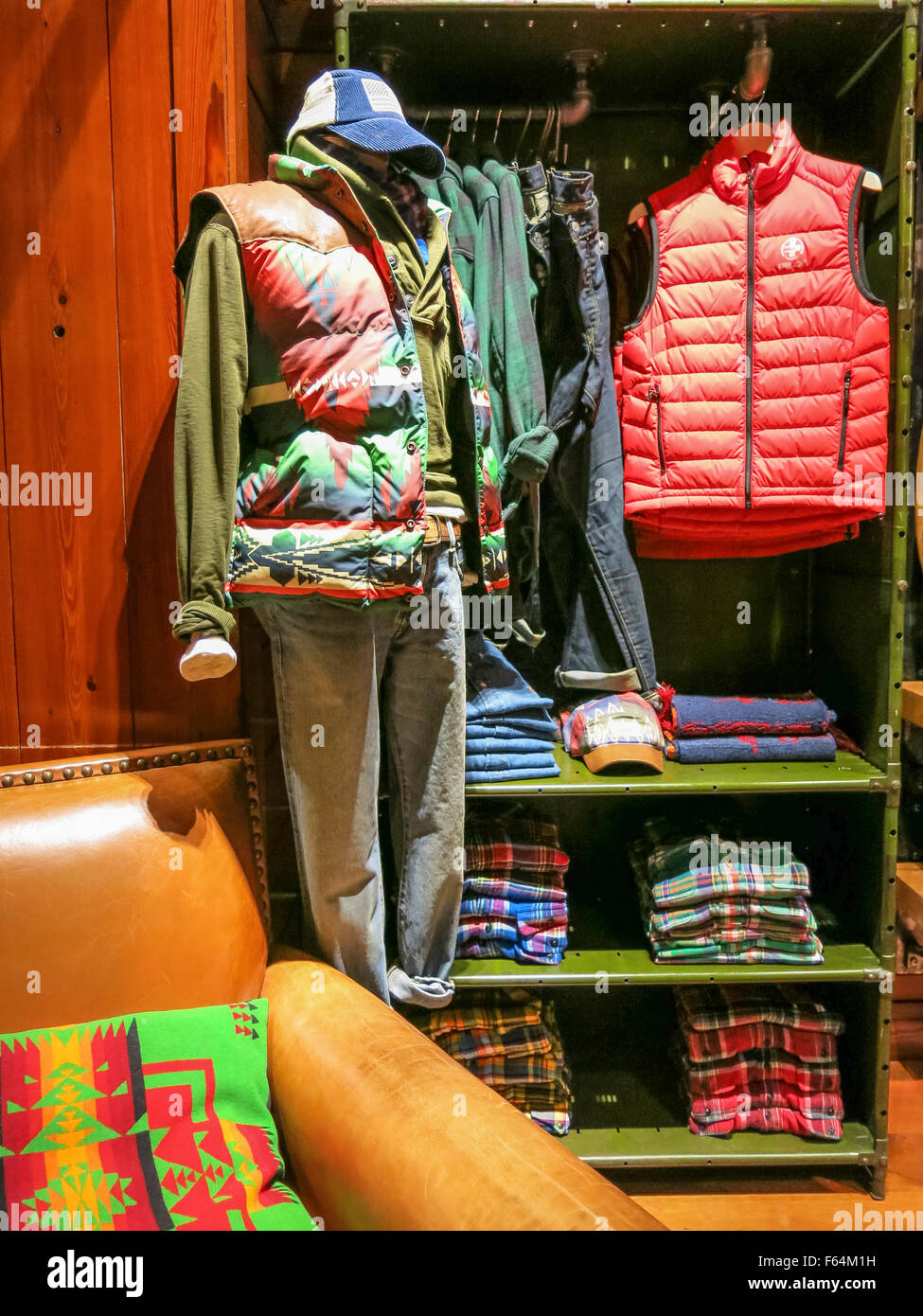 Ralph Lauren Polo Retail Store Interior, Fifth Avenue, NYC, USA Stock
