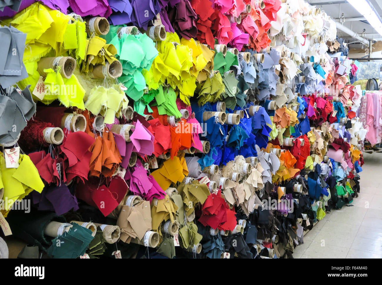 Bolts of Fabric, Fashion District, NYC Stock Photo