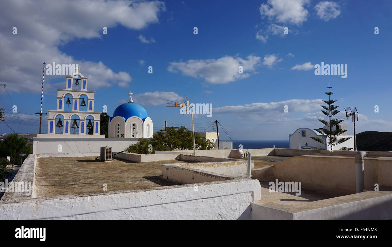 traditional greece church on santorini island Stock Photo