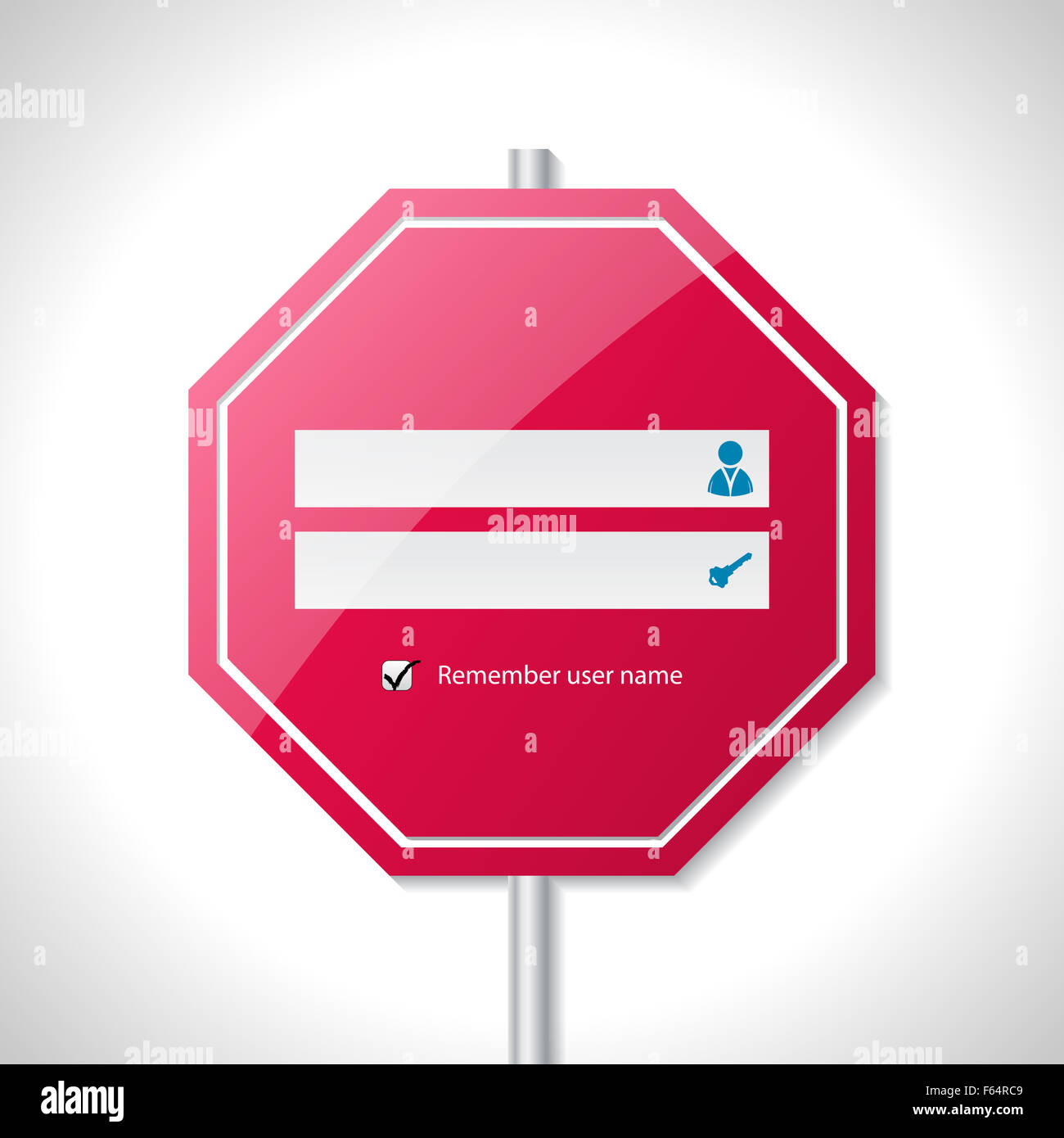 Stop sign inspired login screen template design Stock Photo