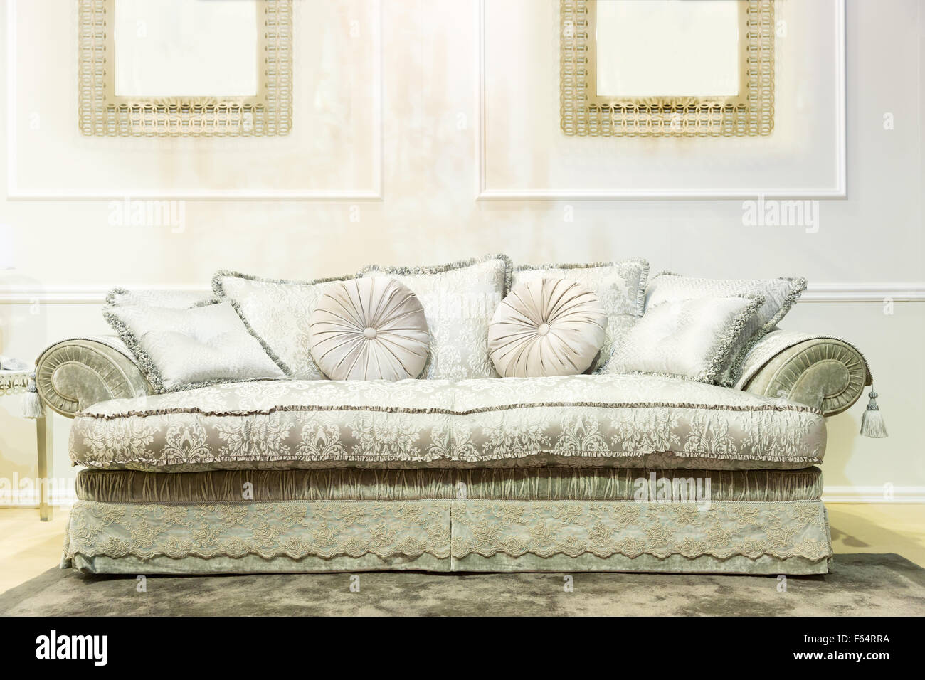 Luxury interior with nice big white sofa Stock Photo Alamy