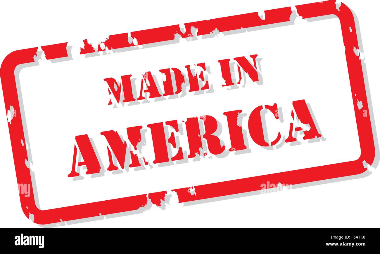 Red rubber stamp vector of Made In America Stock Vector