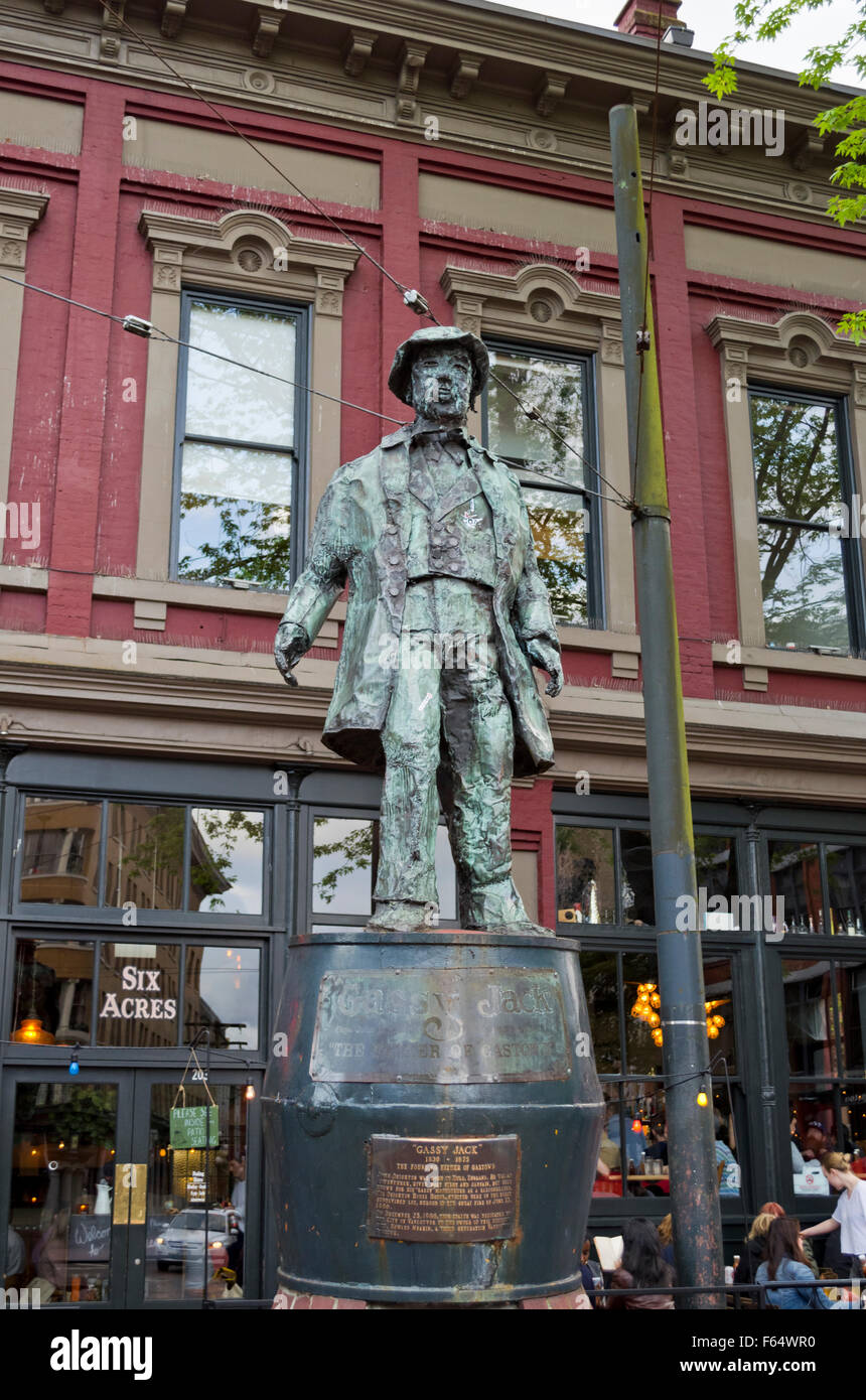 Statue of Gassy Jack in Gastown neighbourhood of Vancouver, BC, Canada. Stock Photo