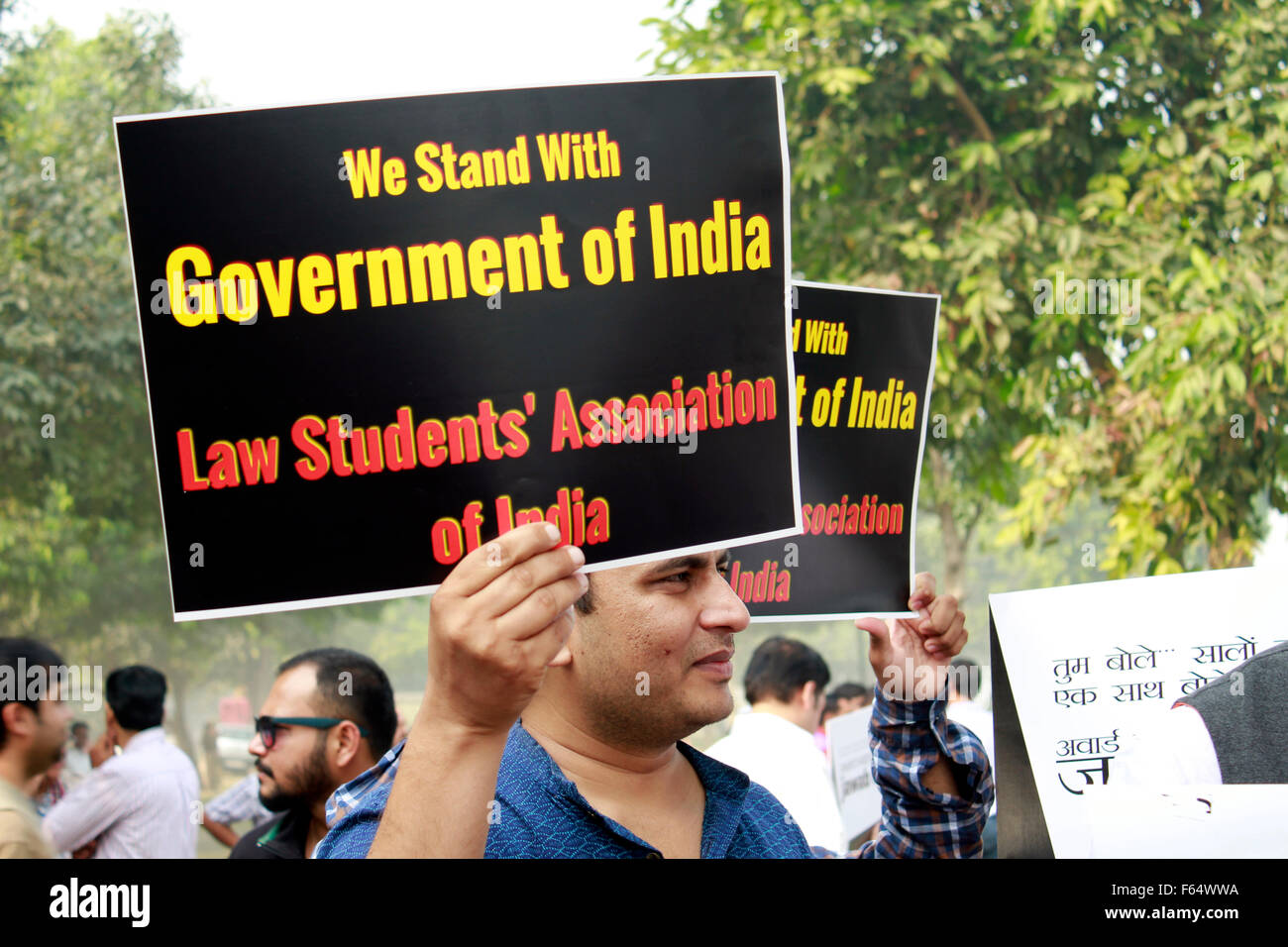 A march led by anupam kher in new delhi. The March was called March for India and India against intolerance Nov 8 2015 Stock Photo