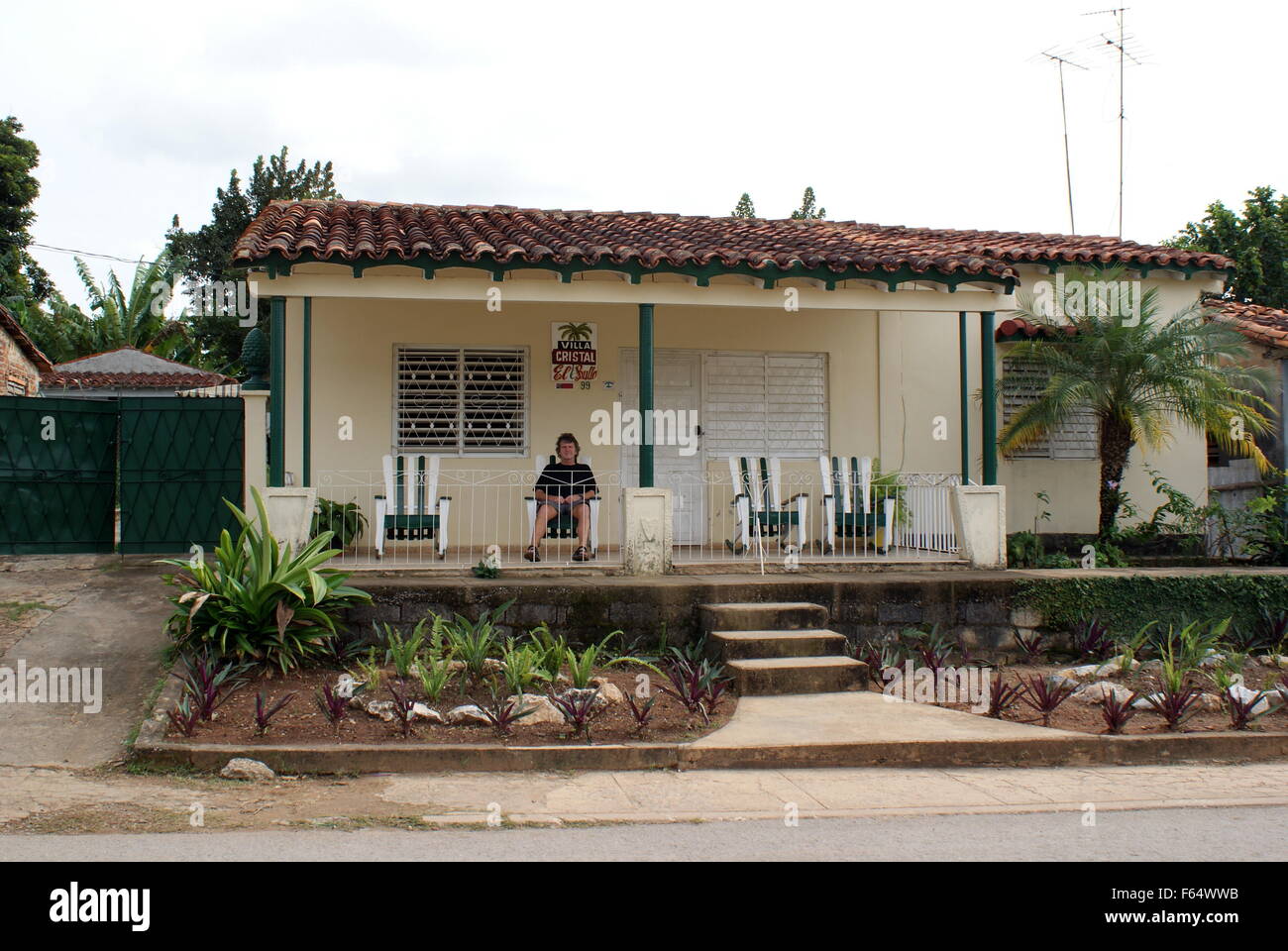 Sitting outside a casa particular (Cuban guest house), Vinales, Cuba Stock Photo Alamy