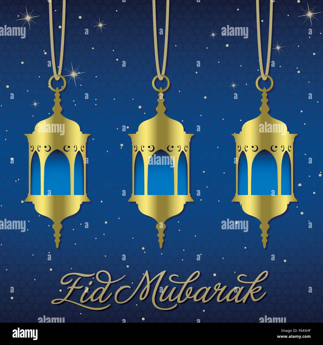 "Eid Mubarak" (Blessed Eid) lantern greeting card in 