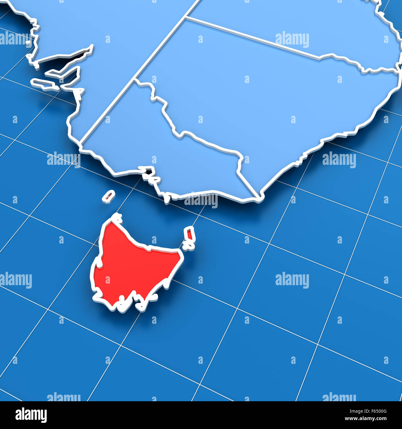 Australia map with Tasmania state highlighted Stock Photo