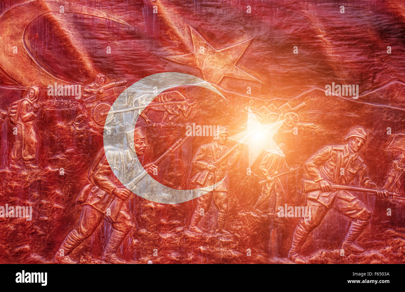 Great shiny  Turkish flag Stock Photo