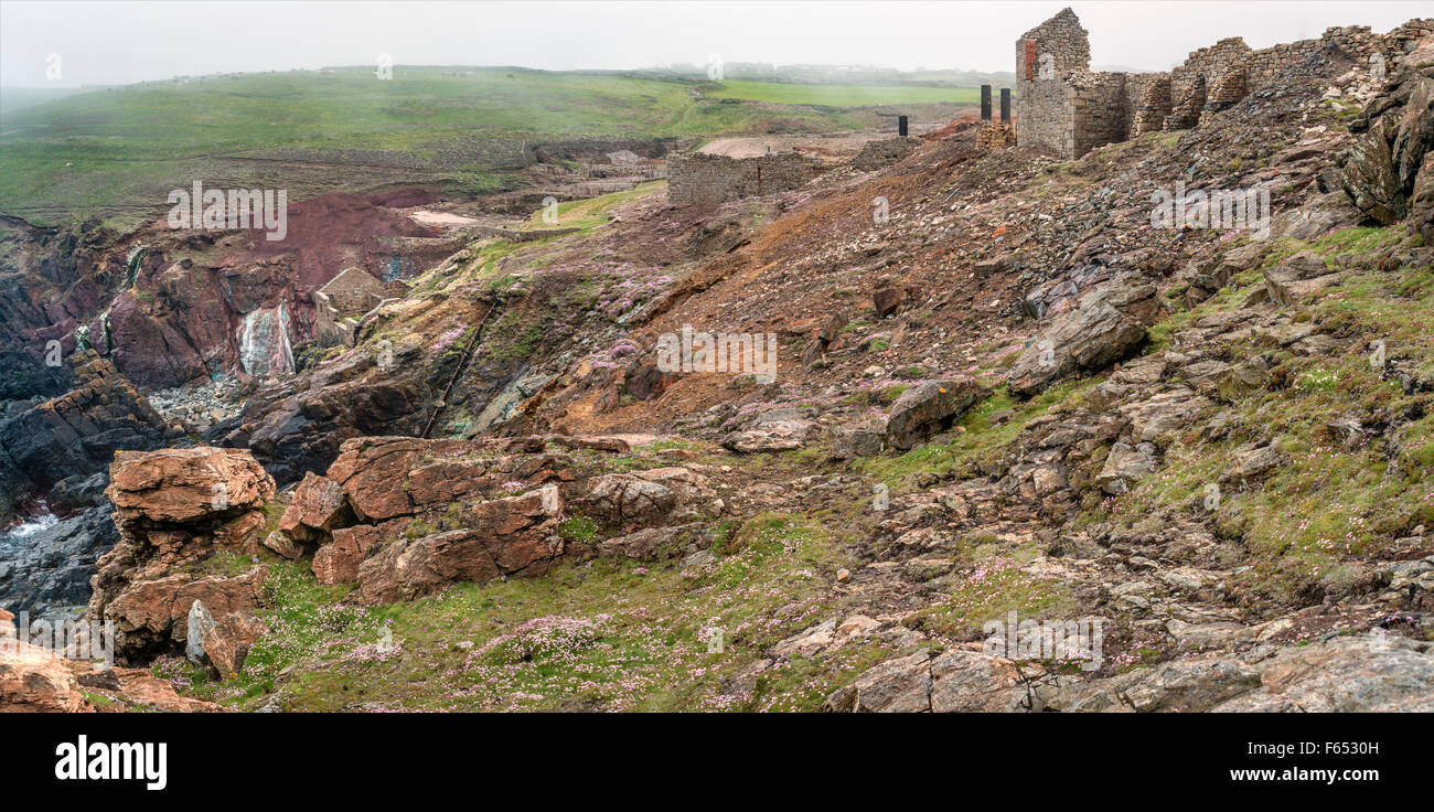 Ruins of the Geevor Tin Mine, Cornwall, England, United Kingdom, UK Stock Photo